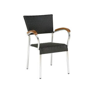 Isabella Black Stacker Leather Look Weave Metal Armchair