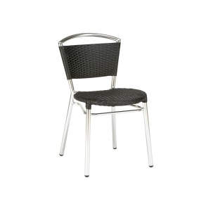 Isabella Sidechair Black Stacker Leather Look Weave Side Chair
