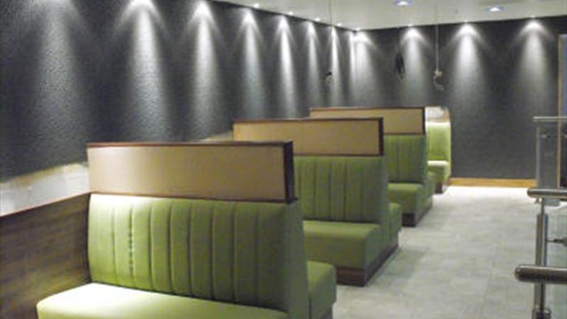 Legacy Restaurant U-Shape Booth Package - [12] Legacy Restaurant  Channel-Tufted Booths with [4] Walnut Tables (SEATS 24) -  ModernLineFurniture®