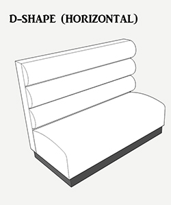 Booth Seating: D-shaped Horizonal with three rolls
